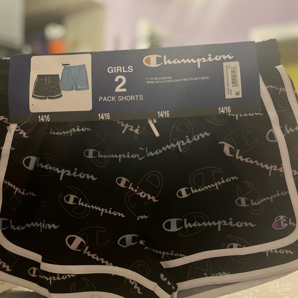 Champion Girls' 2-Pack Shorts - Black and Blue